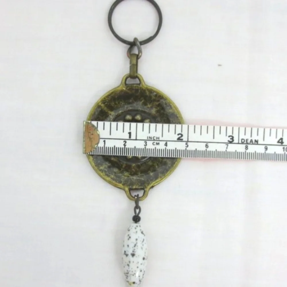 New Handmade Keychain Bag Charm Beaded Boho Antique Brass Rhinestones Faux Gem